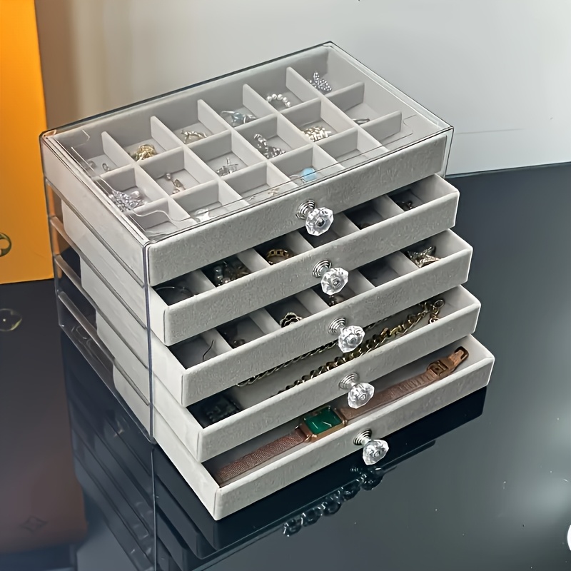large capacity jewelry organizer box elegant white with golden handles multi compartment storage for bracelets watches rings necklaces durable plastic desktop organizer for home office jewelry box jewelry boxes Product details 10