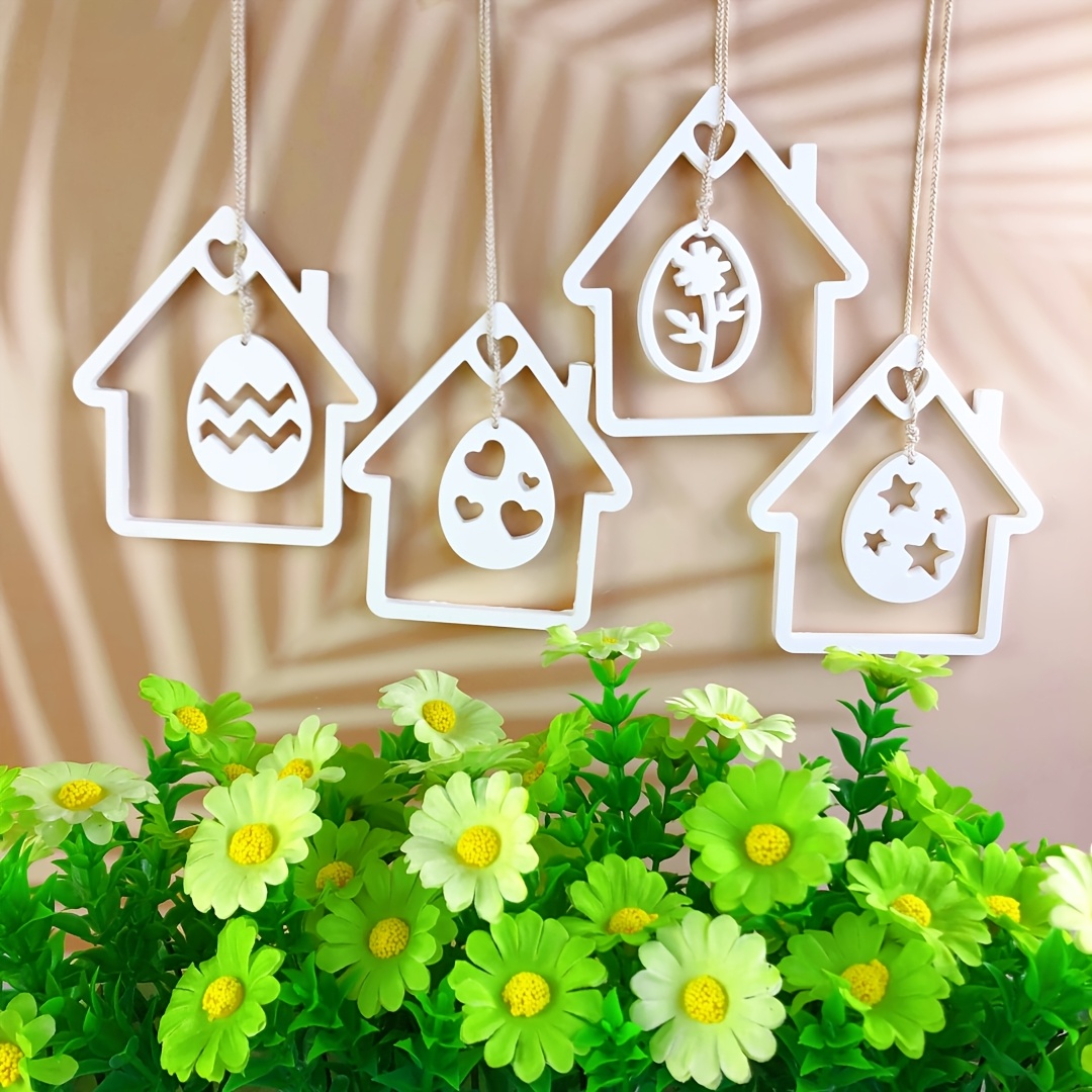 

Diy Easter Pendant Silicone Mold For Handmade Gypsum Egg Pendant House Hanging Ring Casting Mold, Gypsum Cement Epoxy Resin Silicone Mold Handicrafts Holiday Gifts