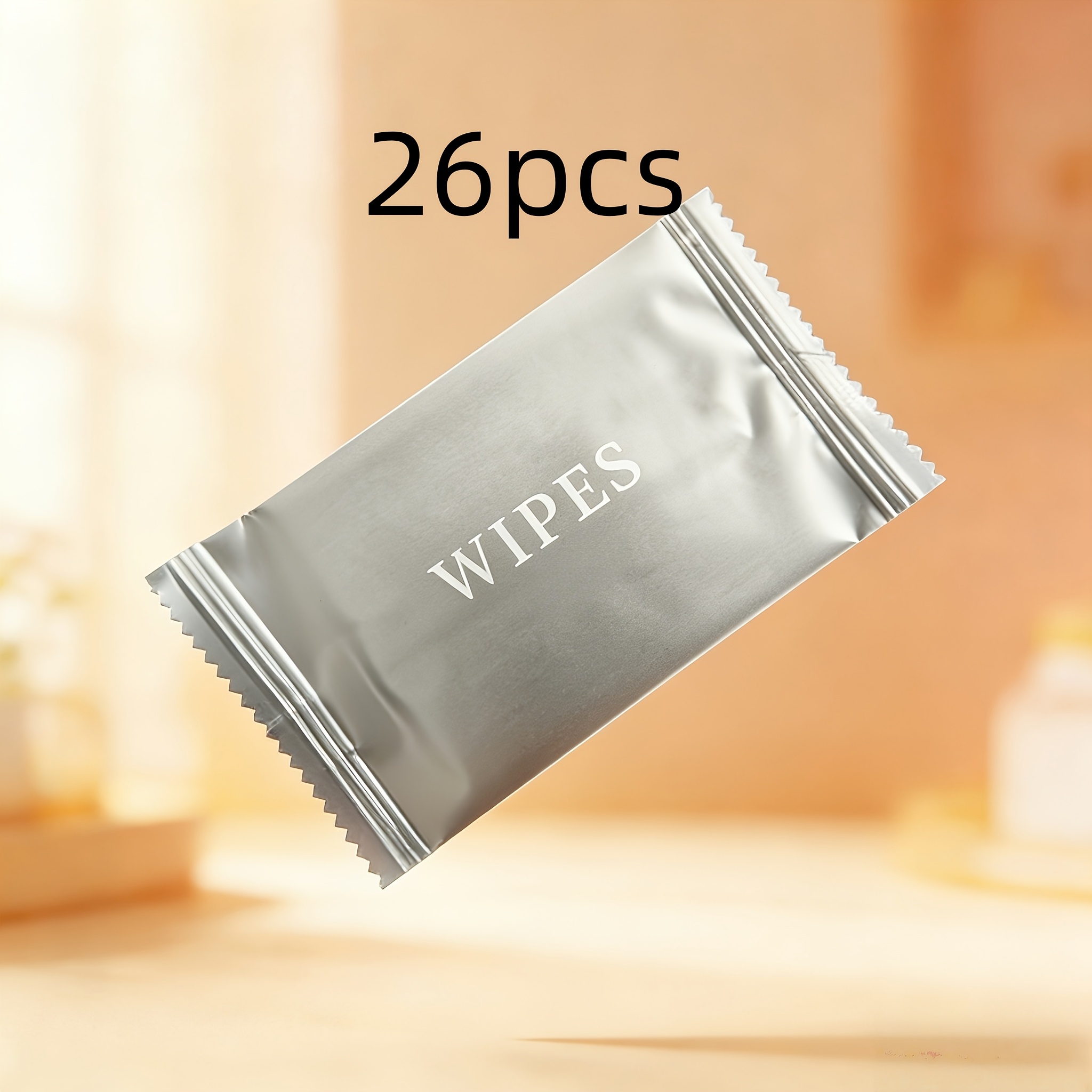 Image of 26pcs Silvery Individually Packaged Sealed Wet Wipes, Mini Portable And Space-saving, Sealed Packaging For Commuting, Business Trips, Home Office, Daily Essentials, Holiday Supplies