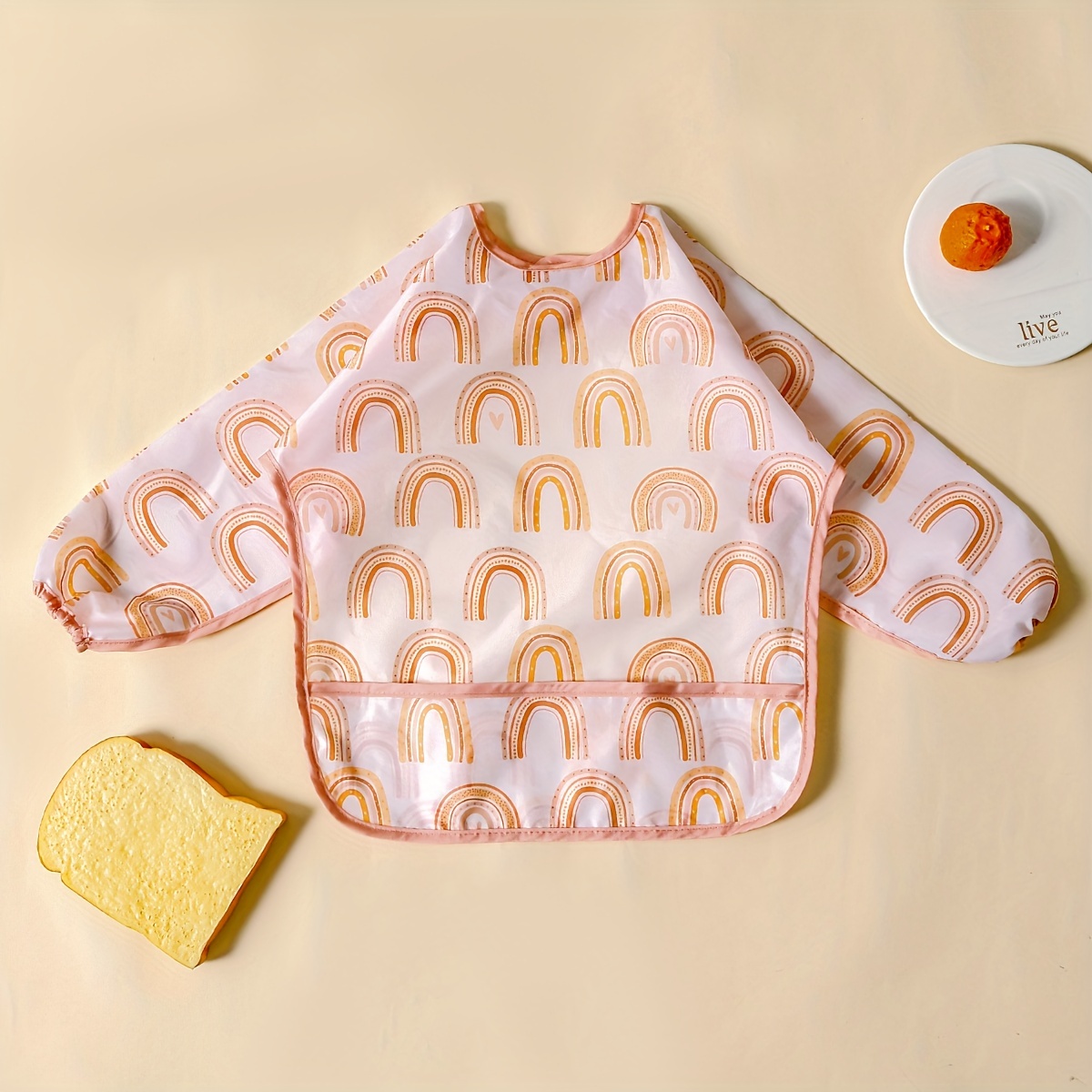 1piece Of Long Sleeve Bibs, Feeding Bibs, Washable Burp Cloth, Coveralls Bibs For 0, Easy To Clean, Wash-free Eating Bibs