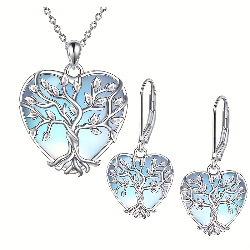 E-shop Ein luxuriöses und minimalistisches Schmuckset mit Mondstein-Örtlichkeits-Ohrringen und einem stylischen Halsband. für Musikfestivals, Ostern,