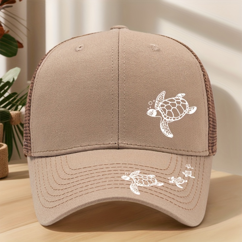 TEMU Personalized Turtle Print Baseball Cap For Summer Outdoor Leisure Sports, Fishing Hat With High-quality Hard Top, Breathable Mesh, Sunshade, And