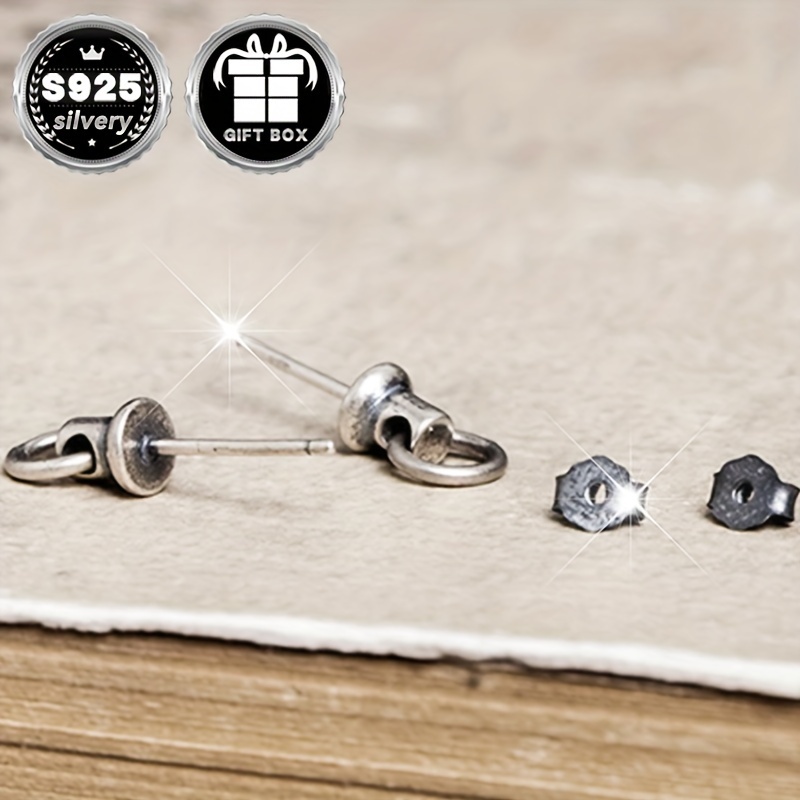 2pc925 Silvery Pull Ring Doorbell Earrings Gothic Punk Halloween Party