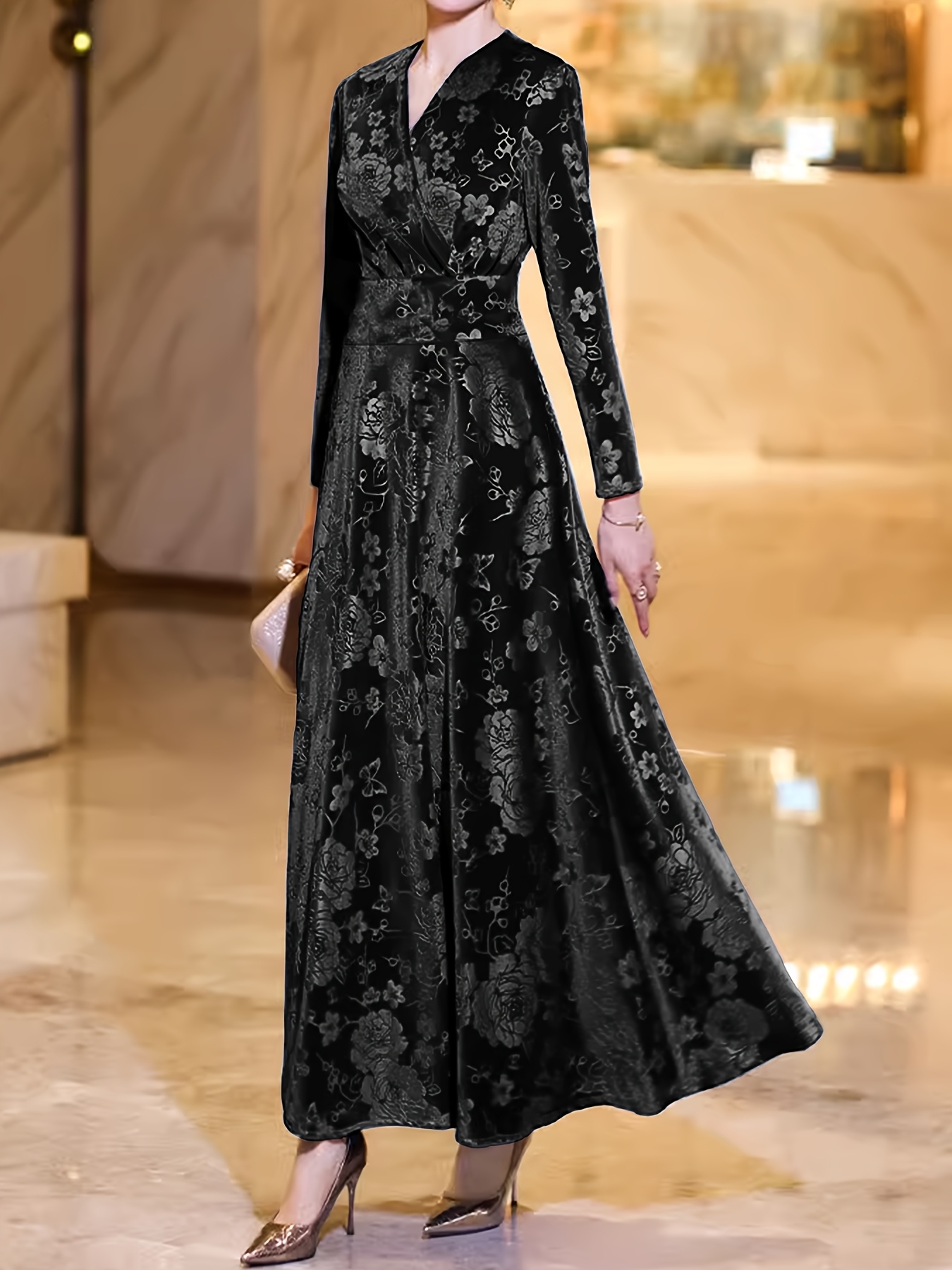 green emerald velvet dress Eliana Black Sheer Maxi Dress – Elegant Evening Look S