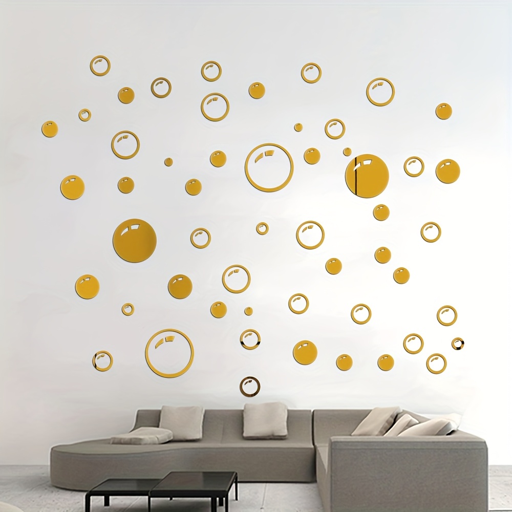 58pcs acrylic bubble circle   wall stickers 3d self   decals for bedroom living room bathroom vanity home decor reusable holiday art deco with glossy   no electricity needed bathroom wall stickers   decor details 5