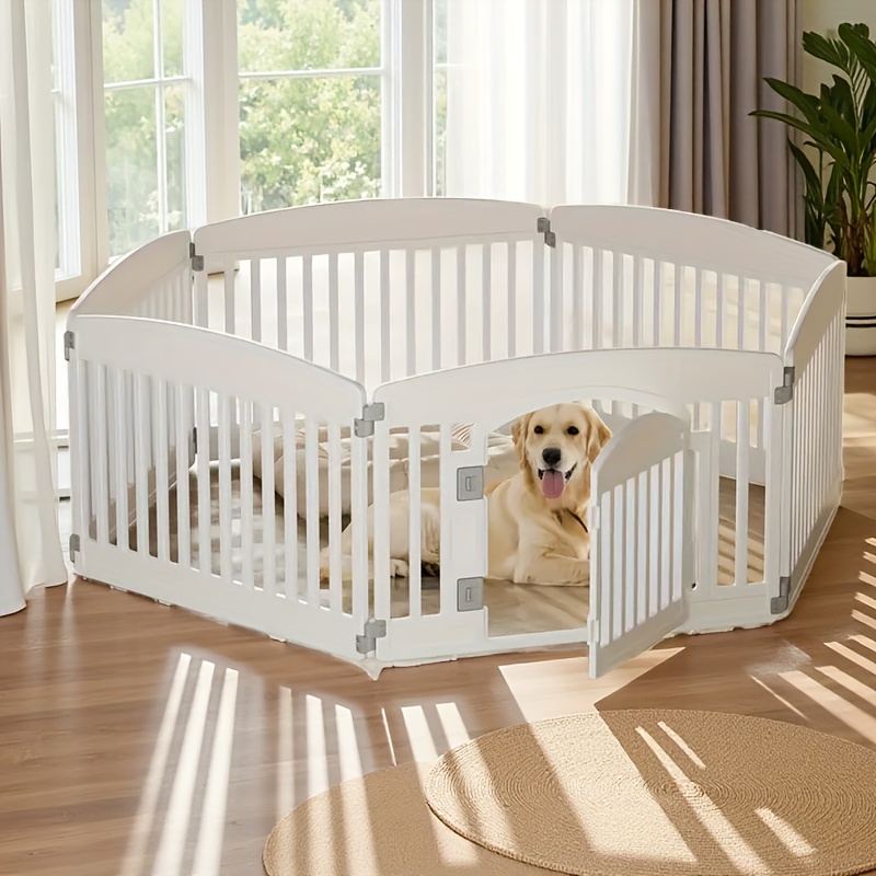 4/6 Side Dog Pen - With Non-slip Bottom, Portable Indoor Expandable Durable Pet Pen For Medium Dogs - Lightweight Portable Indoor/outdoor Puppy Pen With Safety Locking Door