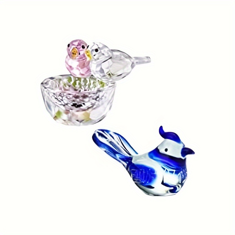 

Charming Crystal Bird Figurine Set - Dual Pair, Glass & Paper Art For Home Decor, Versatile Indoor/outdoor Display Bird Decor Bird Figurines