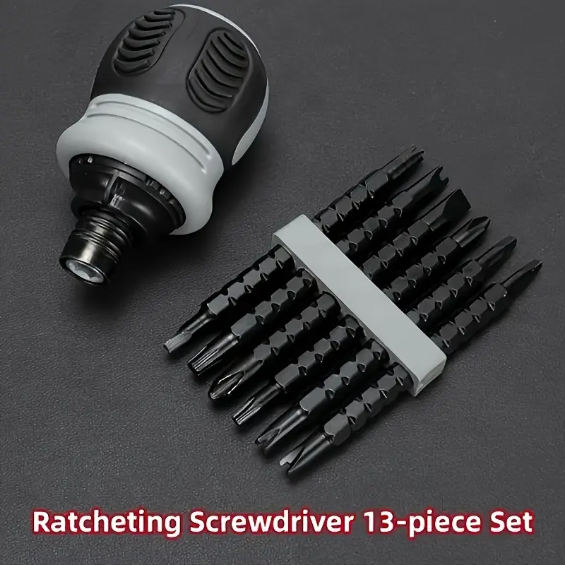 1 set 12 in 1 ratcheting screwdriver with storage case magnetic dual purpose bits telescopic handle metal manual tool no electricity or battery required Product details 0