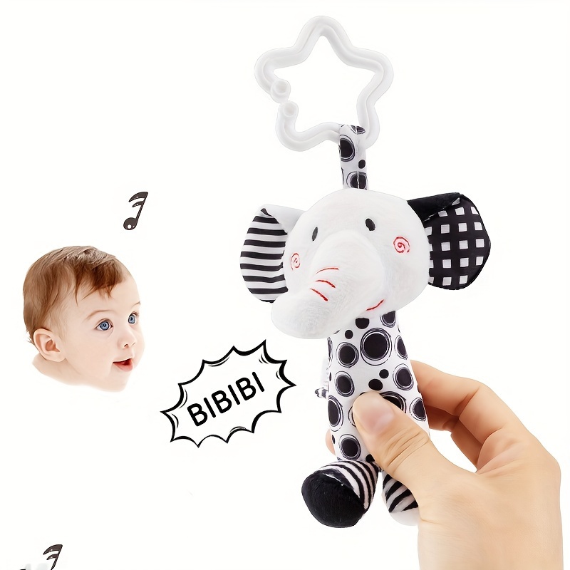   and white childrens small wind chime toys rattle plush toys car hanging wind chime details 2