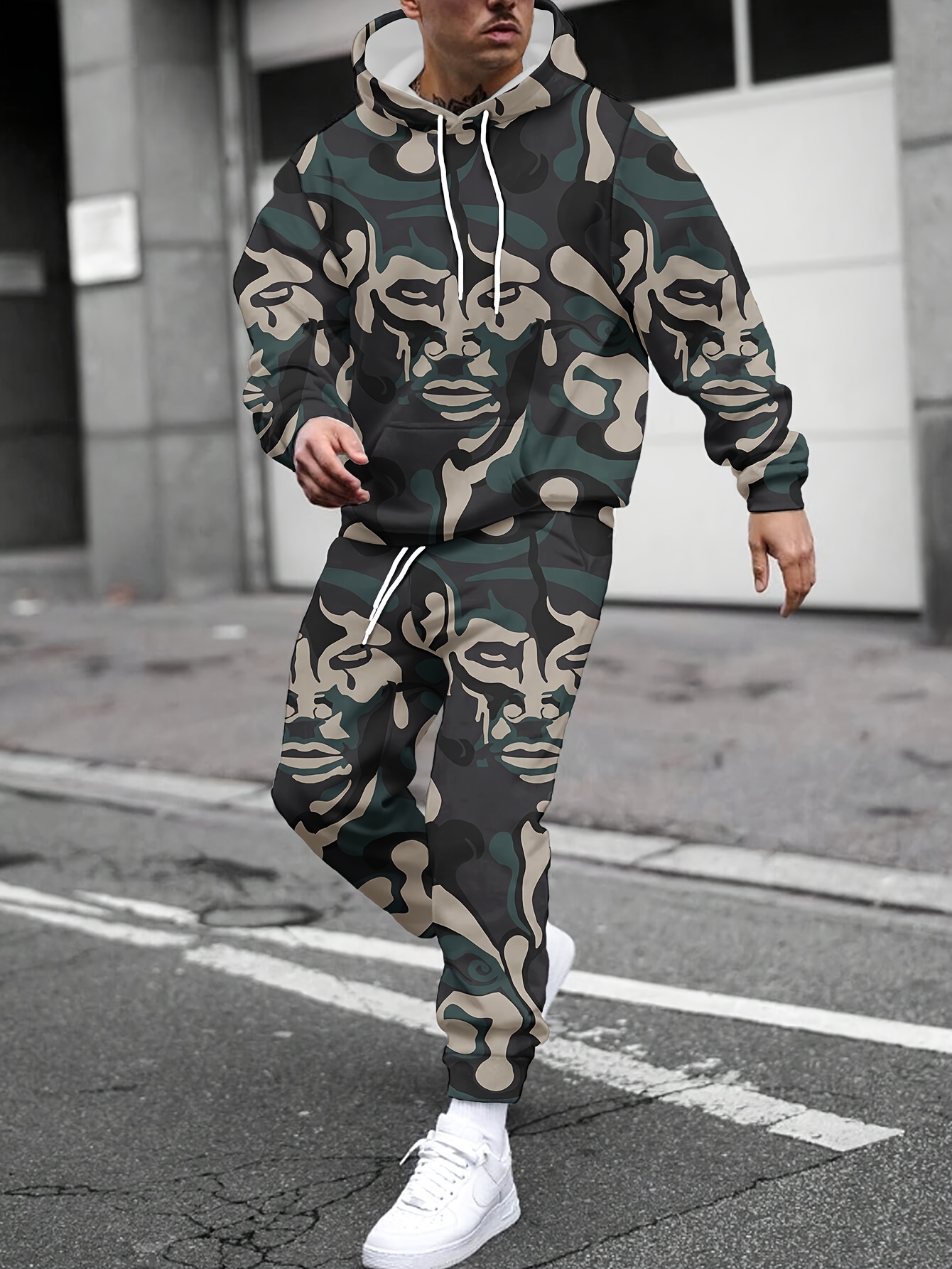 Hooded Tracksuit Grey Camo Tracksuit All Over MAN Printed Camo - Main Image