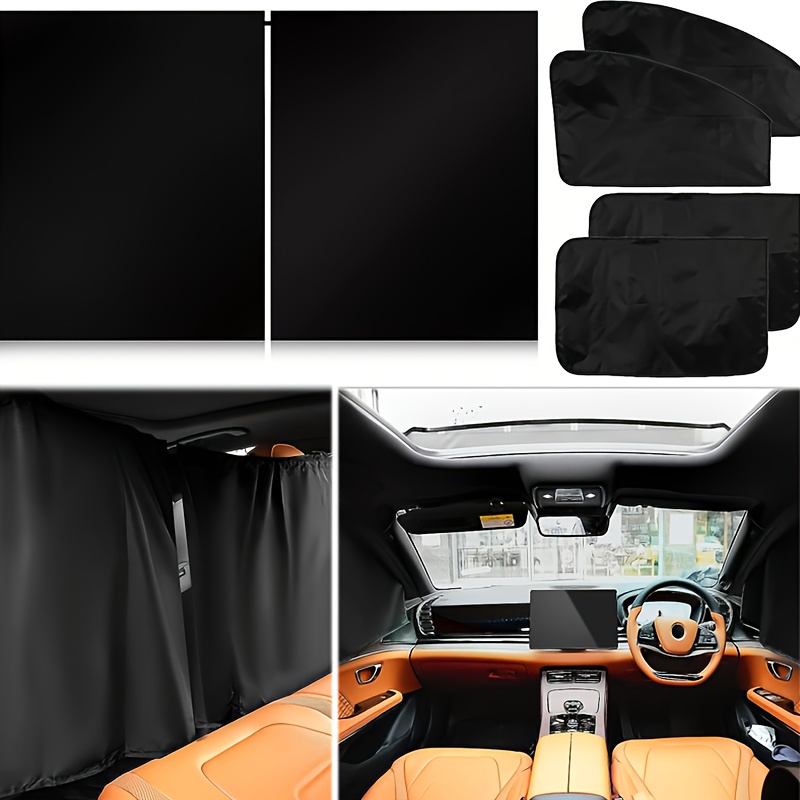 4/6pcs Magnetic Car Side Window Sunshades - Black Mesh For Privacy & Uv Protection, Fit For Vehicles With Magnets, , Shading Curtains Parking Use