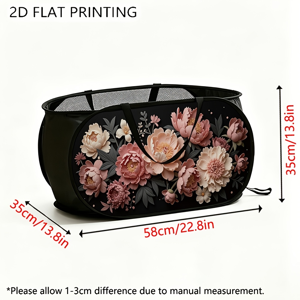 TEMU 1pc Mesh Pop-up Laundry Basket, Paper Cut Pattern, Large Capacity, Foldable Polyester Material, Ideal For Daily Use At Home Or In Dorms, Sturdy