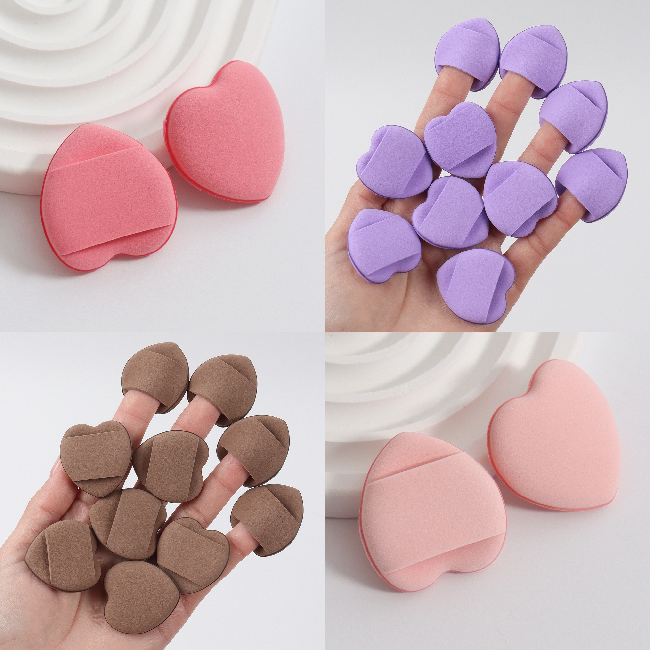 

10pc Makeup Sponge Set, Finger Air Cushion Puff, Latex-free Blending Sponges For Liquid Foundation, Concealer Application, Suitable For All Skin Types