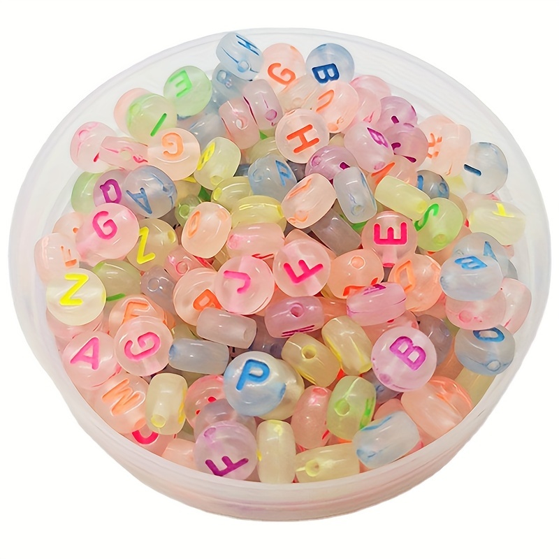 100/200/500pcs luminous letter beads can be used as bracelets, necklaces, rings, and DIY various beautiful accessories (4 * 7mm)