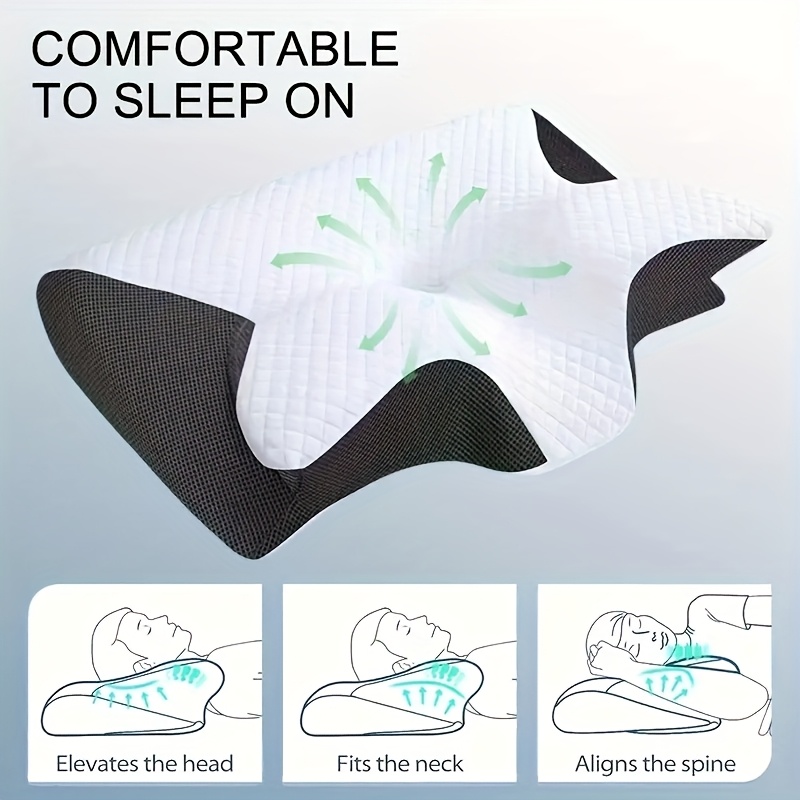 Ergonomic Cotton Neck Pillow For Comfortable Sleep - Contoured Design, Soft And Lightweight, Suitable For Side, Back, And Stomach Sleepers