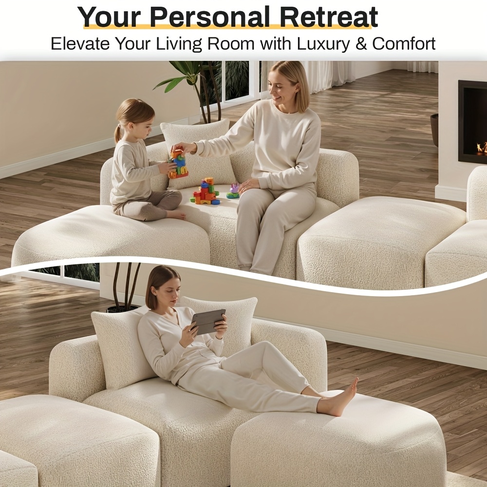 Boneless Cloud Couch Sectional, Modern Curved Back L Shape Modular Sofa with Ottoman Comfy Deep Seat Memory Foam Chenille Luxury Couches for Living Room, No Assembly Required