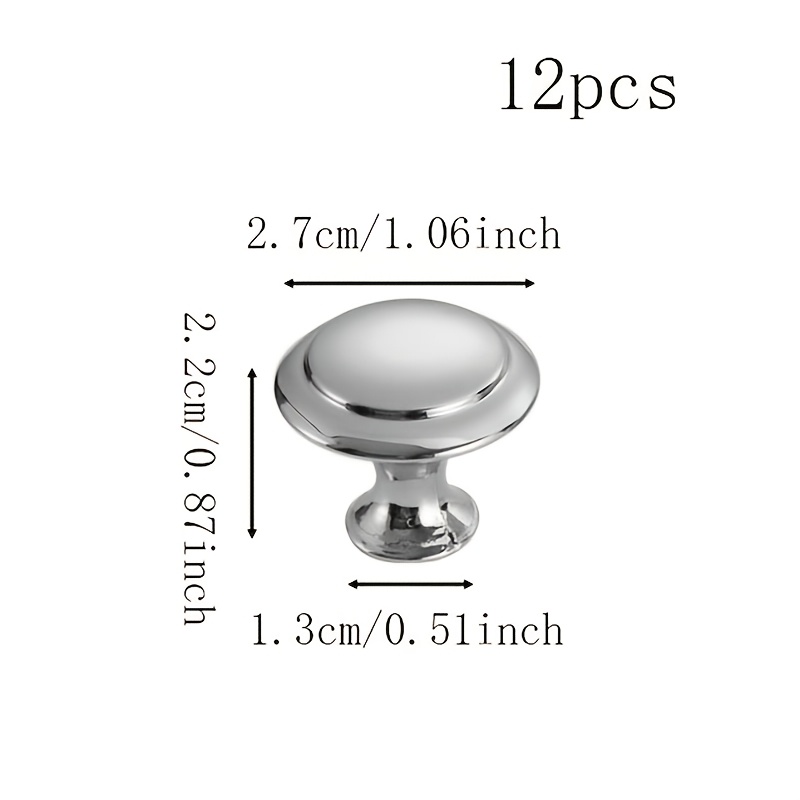 TEMU 12pcs Door Knobs Handles, Cabinet Door Handles, Brushed Chrome Drawer Wardrobe Cabinet Round Pull For Living Room Dining Room Furniture, Small