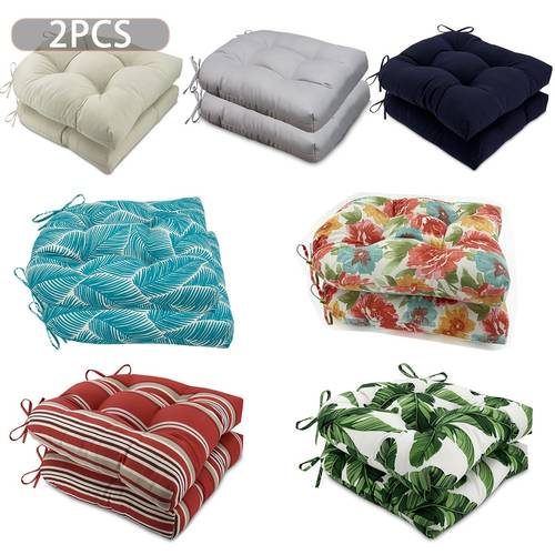juego de 2 cojines para asiento de silla de interior/exterior, almohadillas con protección uv, capitoné, resistentes a y a la decoloración, 19 x 19 para silla de mimbre