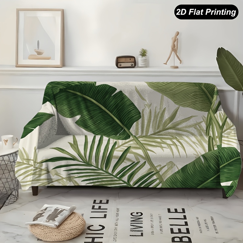 TEMU 1pc Leaf Sofa Polyester Slipcover For 1-4 Seater Sofas, Perfect For Living Room, Bedroom, Or Office Decor, Festive Accent, Christmas Decorations