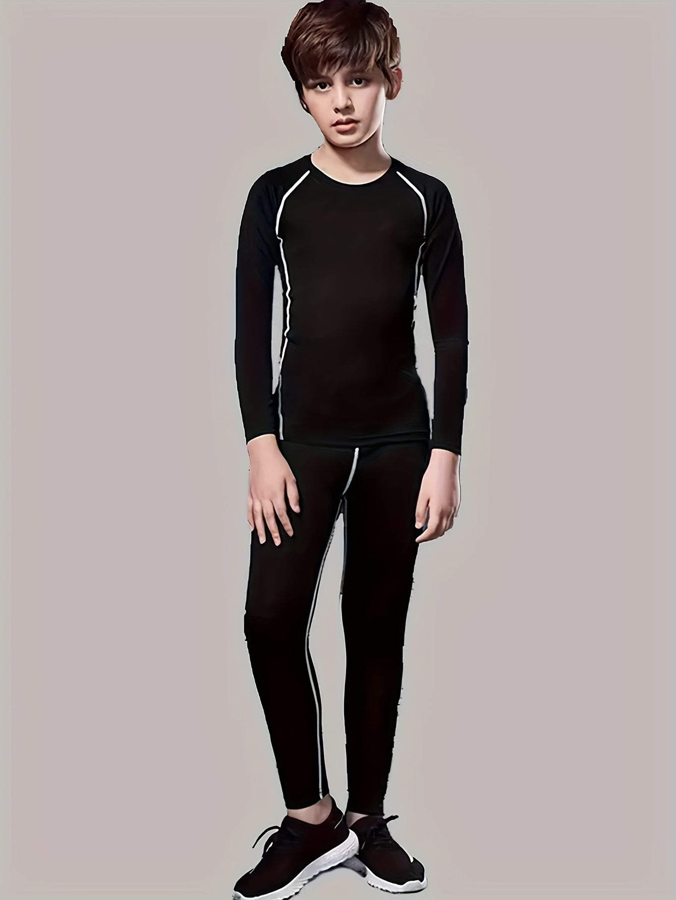 Set Base Layer Compression Per Bambini - Maglia E Pantaloni Termici Per Sport, Poliestere - Foto 9