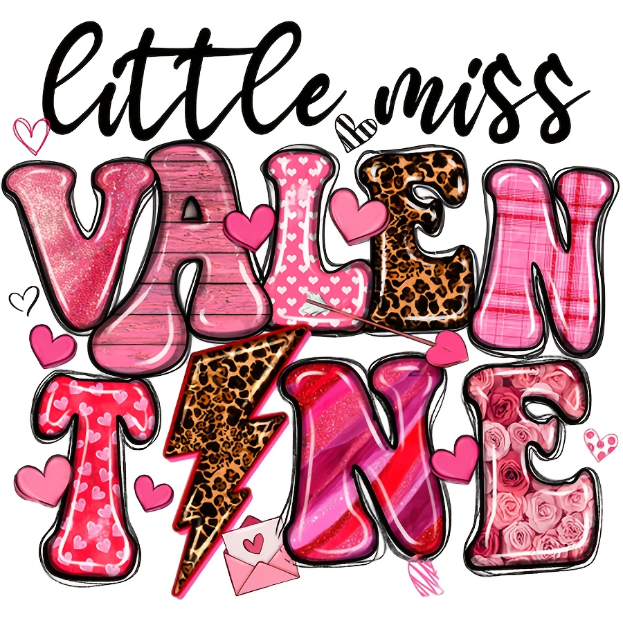 

1pc Valentine's Day Clothing Diy Gift, Pink, Leopard Print , Funny And Cute English Little Hot Transfer Stickers Used For , T-shirts, Jeans, Backpacks, Etc