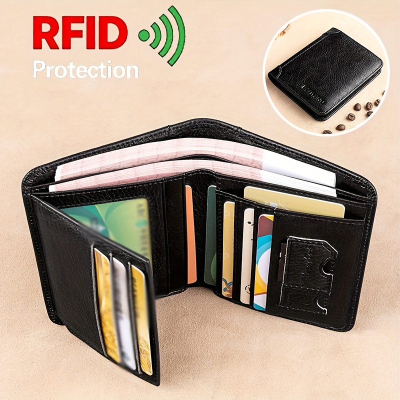 TEMU Banyanu Premium Rfid Blocking Wallet For Men, Men's Wallets, Minimalist Bifold/trifold Design, Slim Card Holder For Travel, Shopping, Birthday,