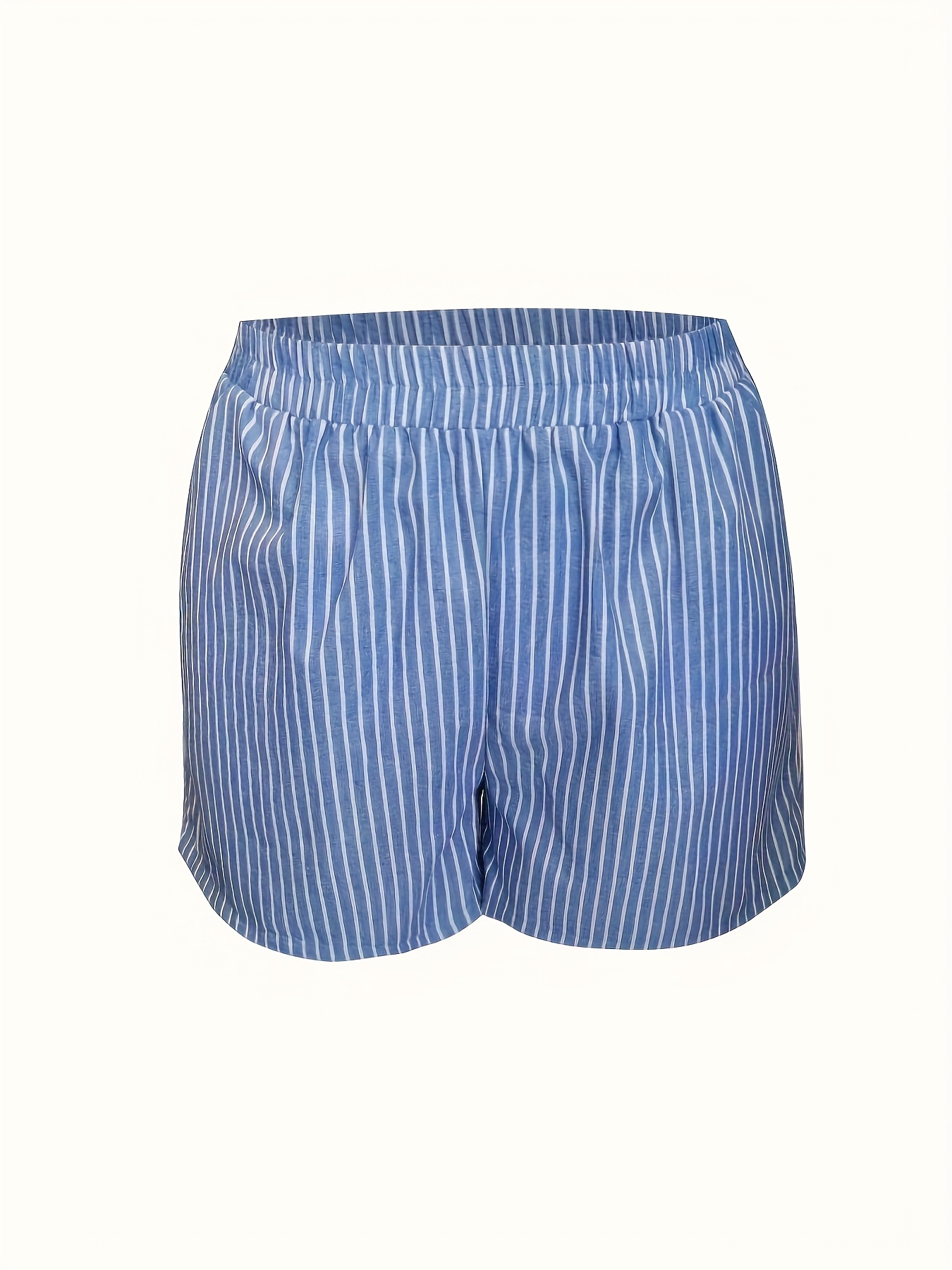 womens striped pocket shorts summer casual wide leg elastic waist shorts