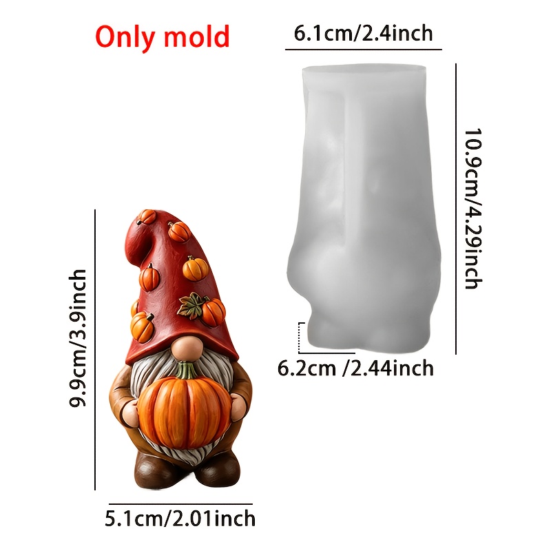 TEMU Stampo in silicone resina - Zucca autunnale, goblin, senza , vecchio 3D, stampo in silicone, a forma di e zucca, stampo per candele profumate a
