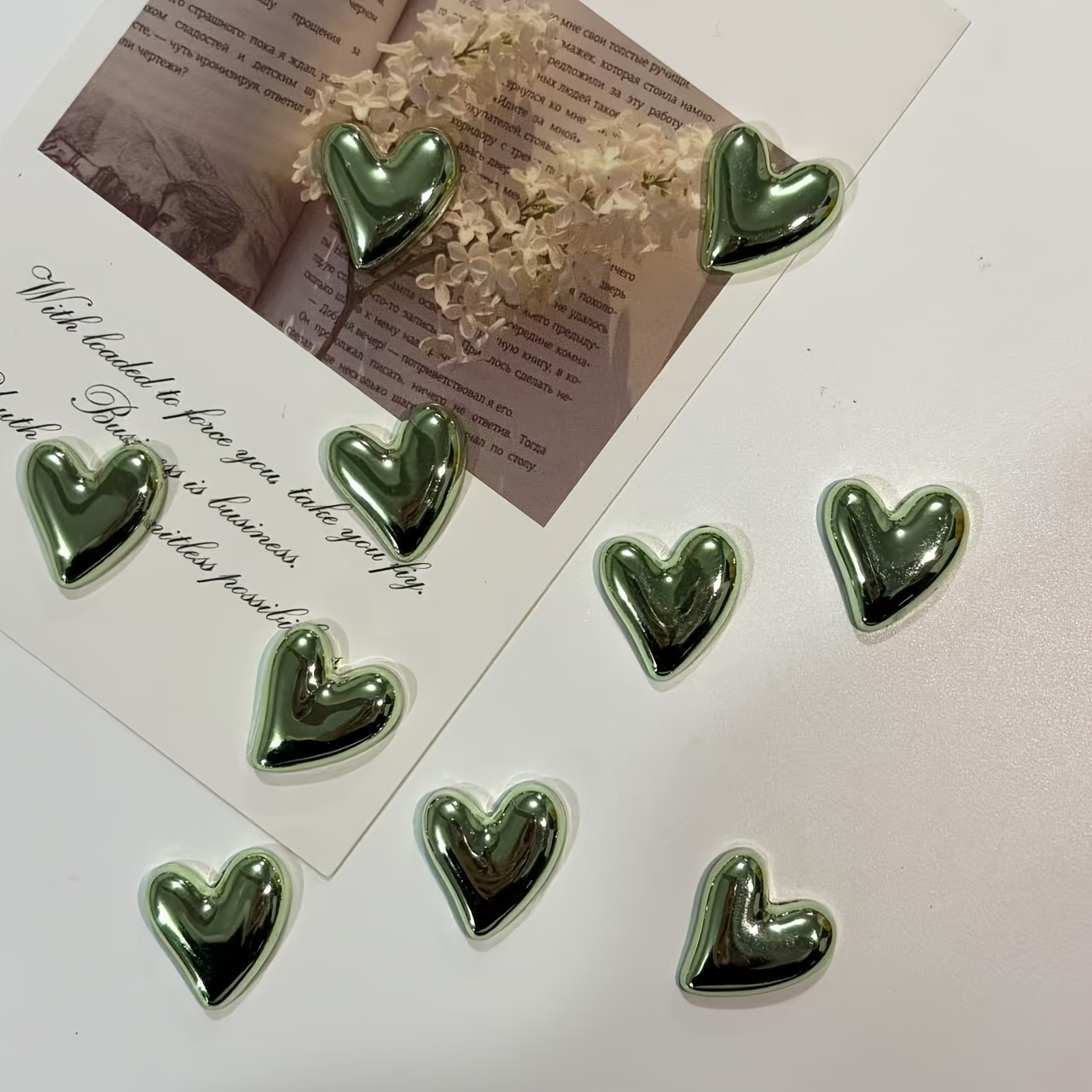 TEMU 10er-Pack Grüne Elektroplattierte Herz-Kühlschrankmagnete, Dekorative Kühlschrankaufkleber für Küche, Büro, Geschirrspüler, Lebendige Farben,