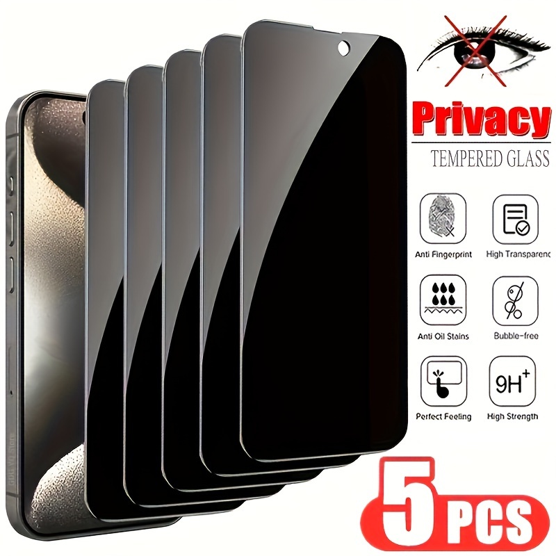 

5pcs Privacy Screen Protector For Iphone 14 11 12 13 15 Pro Max Mini 7 8 Plus Anti-spy Tempered Glass For Iphone 15 X Xr Xs Max