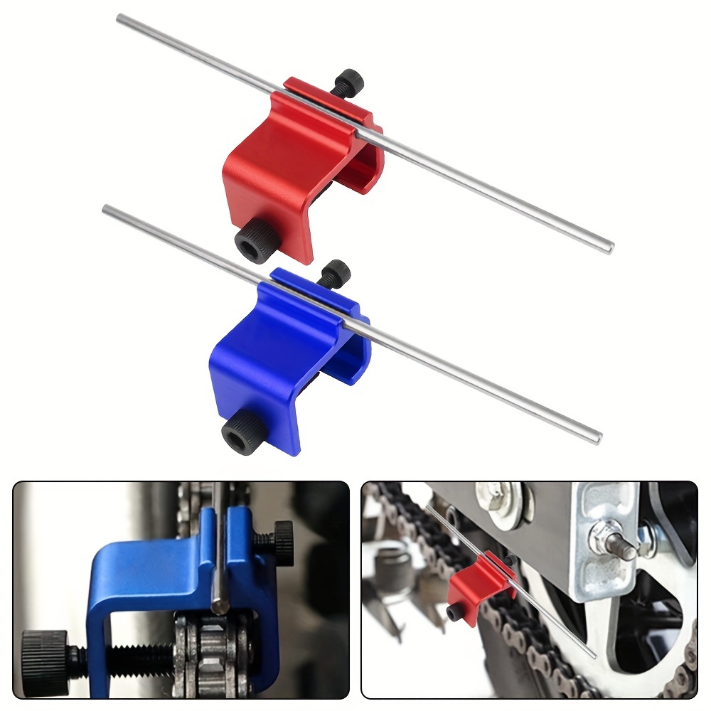 

Motorcycle Chain Alignment Tool - Quick & Accurate Sprocket Adjustment, Durable Aluminum Alloy, Fits Most Models - Blue/red