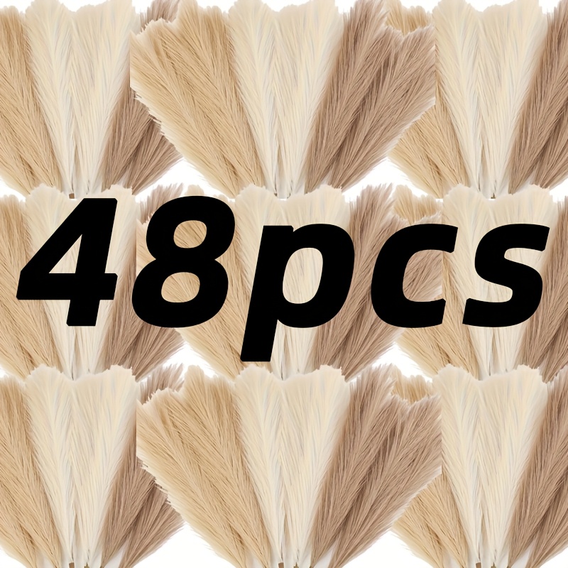 Image of 48pcs Luxury Decor: Handcrafted Reed Grass Arrangement With Synthetic Gemstone In Fabric – Versatile Wedding & Seasonal Styling For Halloween, Valentine's Day & Modern