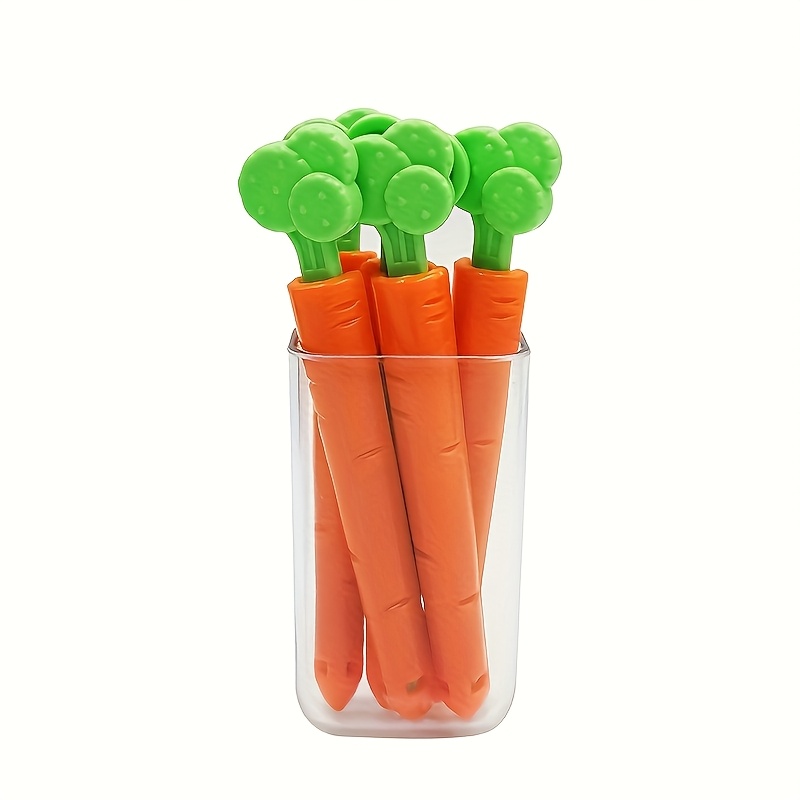 12pcs magnetic carrot shaped plastic clips non food contact sealed refrigerator pantry clips suitable for plastic bags snack packs kitchen organizing accessories Product details 1