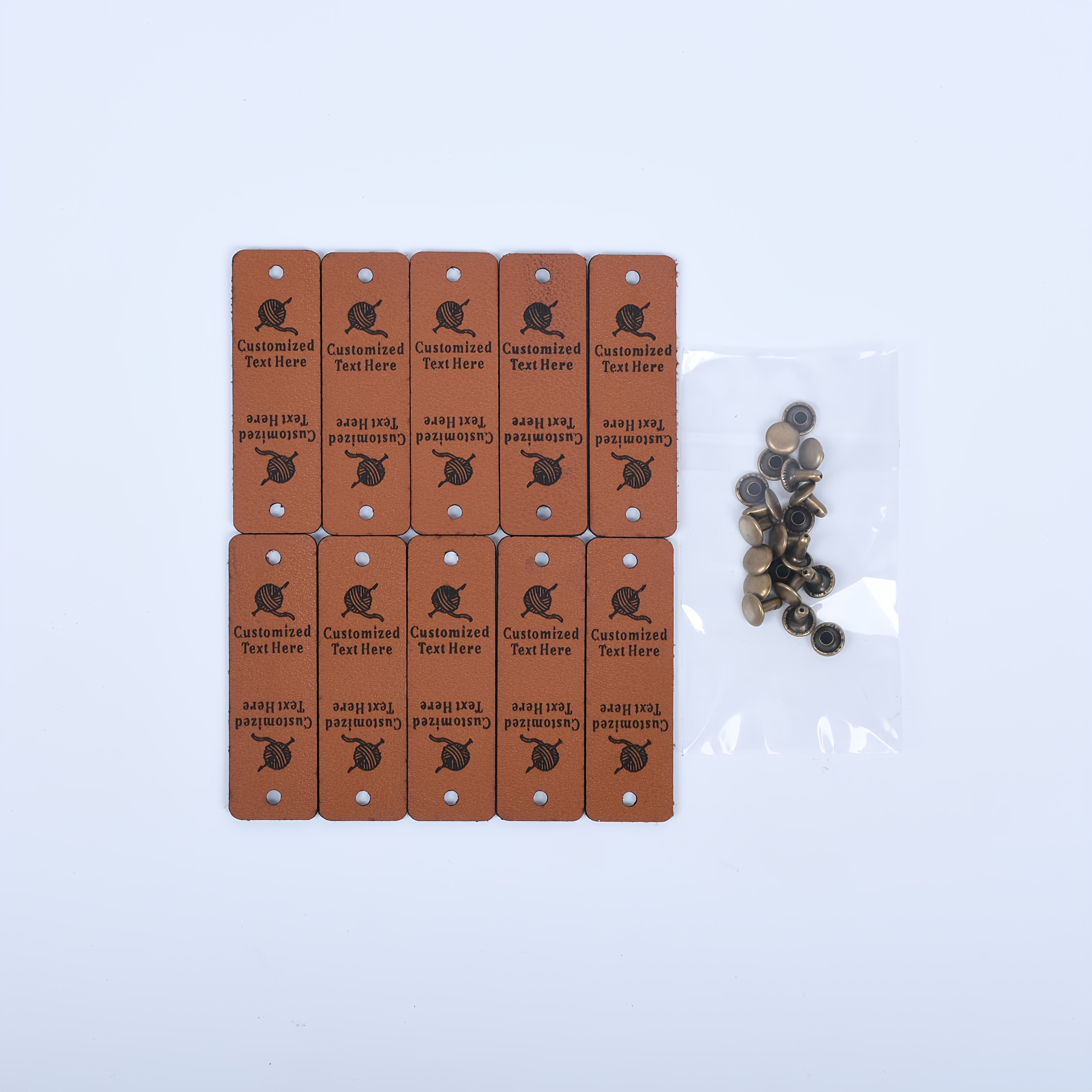 TEMU 10pcs Back To School Personalized Name Faux Leather Labels With Nails, Customized Label Tags For Handicrafts, Knitting, Sewing, Hats, Purses,
