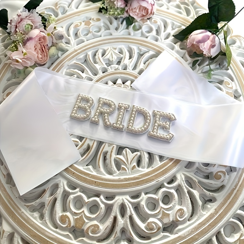 

Bride Sash With Pearl Accents - Polyester Bridal Party Shoulder Decoration Band - Elegant Wedding Accessory For Bride & Bridesmaids - No Feathers, Electricity-free - 1pc