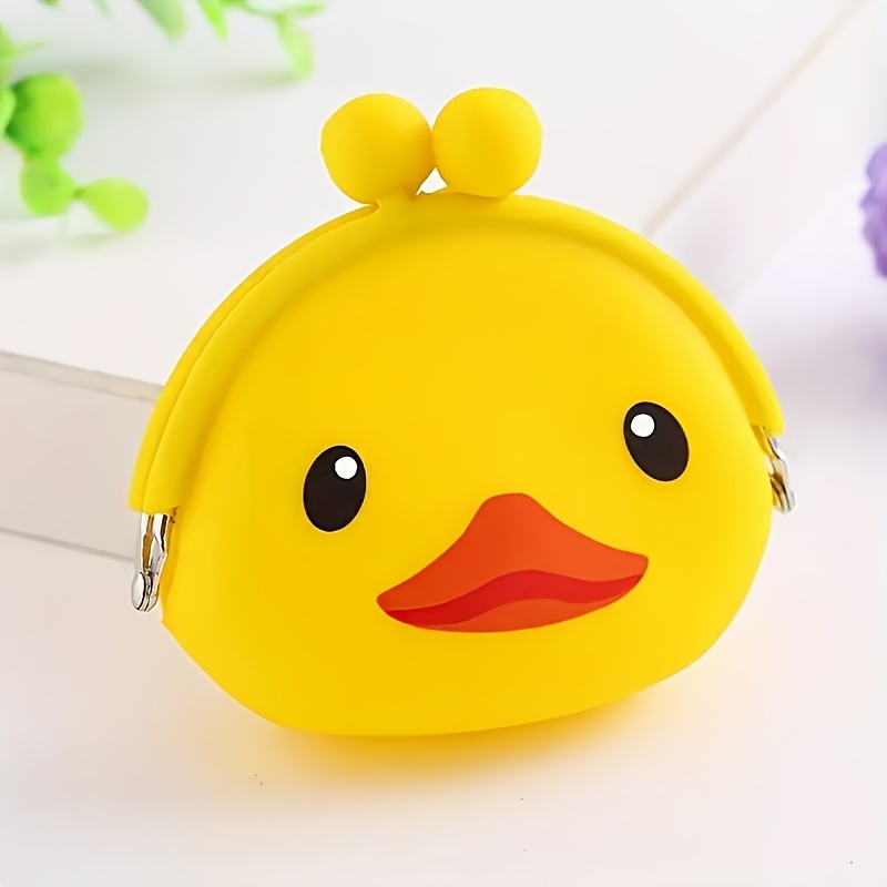Image of 1pc Cartoon Mini Duck Coin Purse, Portable Piggy Coin Bag - Secure Kiss Lock Closure, Hand-held Storage Bag
