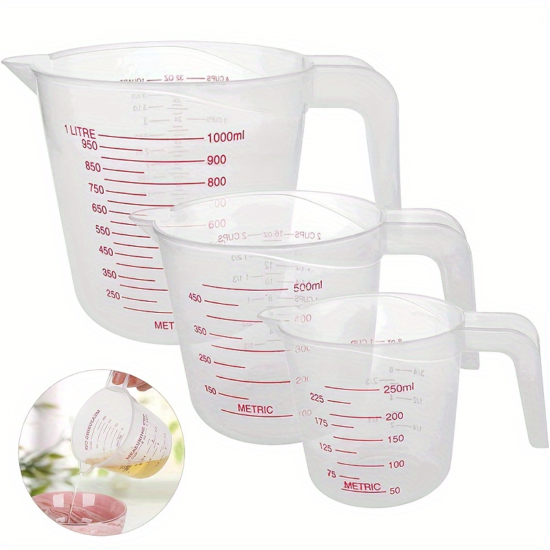 

1pc Bpa-free Plastic Measuring Cup With Angled Handle & Spout - Heat-resistant, Stackable Kitchen Liquid Measuring Cup