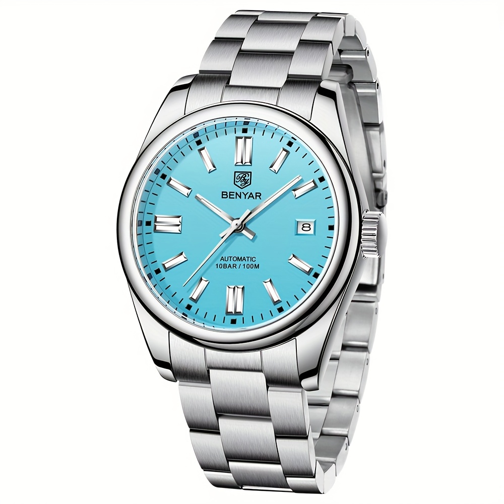 TEMU Montre pour homme BENYAR, marque haut de gamme, automatique, mécanique, calendrier, lumineuse, montre-bracelet de sport décontractée, un choix