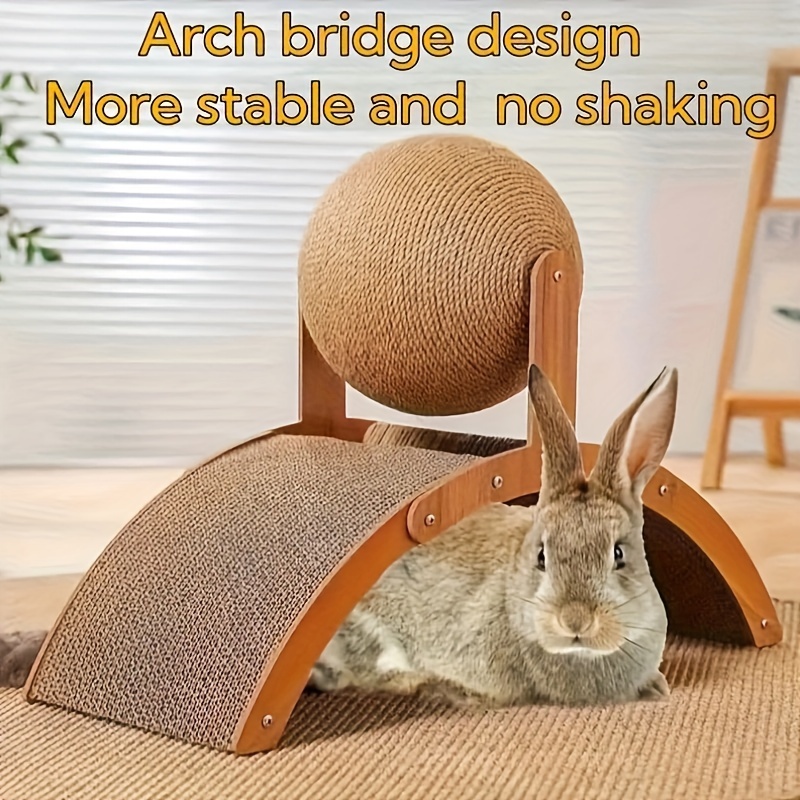 

1pc Pont en bois d' pour lapin avec boule interactive, jouet de d'intérieur pour lapins, , souris - Accessoire de jeu pour animaux multi-fonctionnel