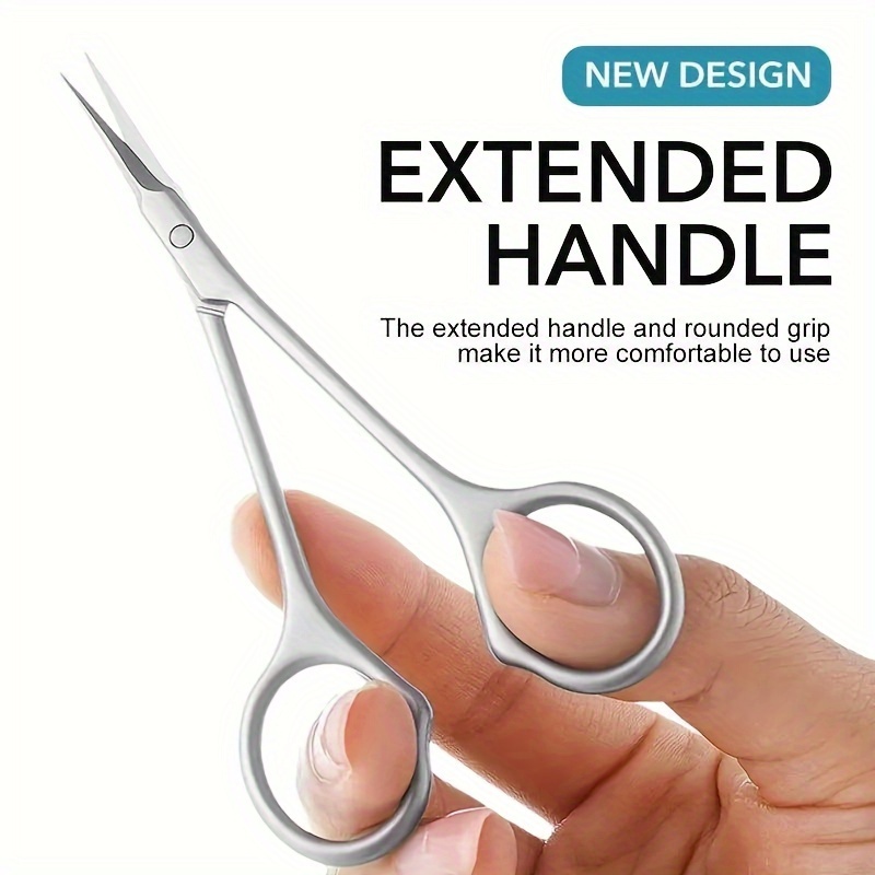 

Ambidextrous High Precision Cuticle Scissors - Stainless Steel, Fine Pointed Tip, Extended Handle Multi-purpose Beauty Tool, Unscented Dead Skin Remover For Nail Art, Eyebrow & Eyelash Trimming