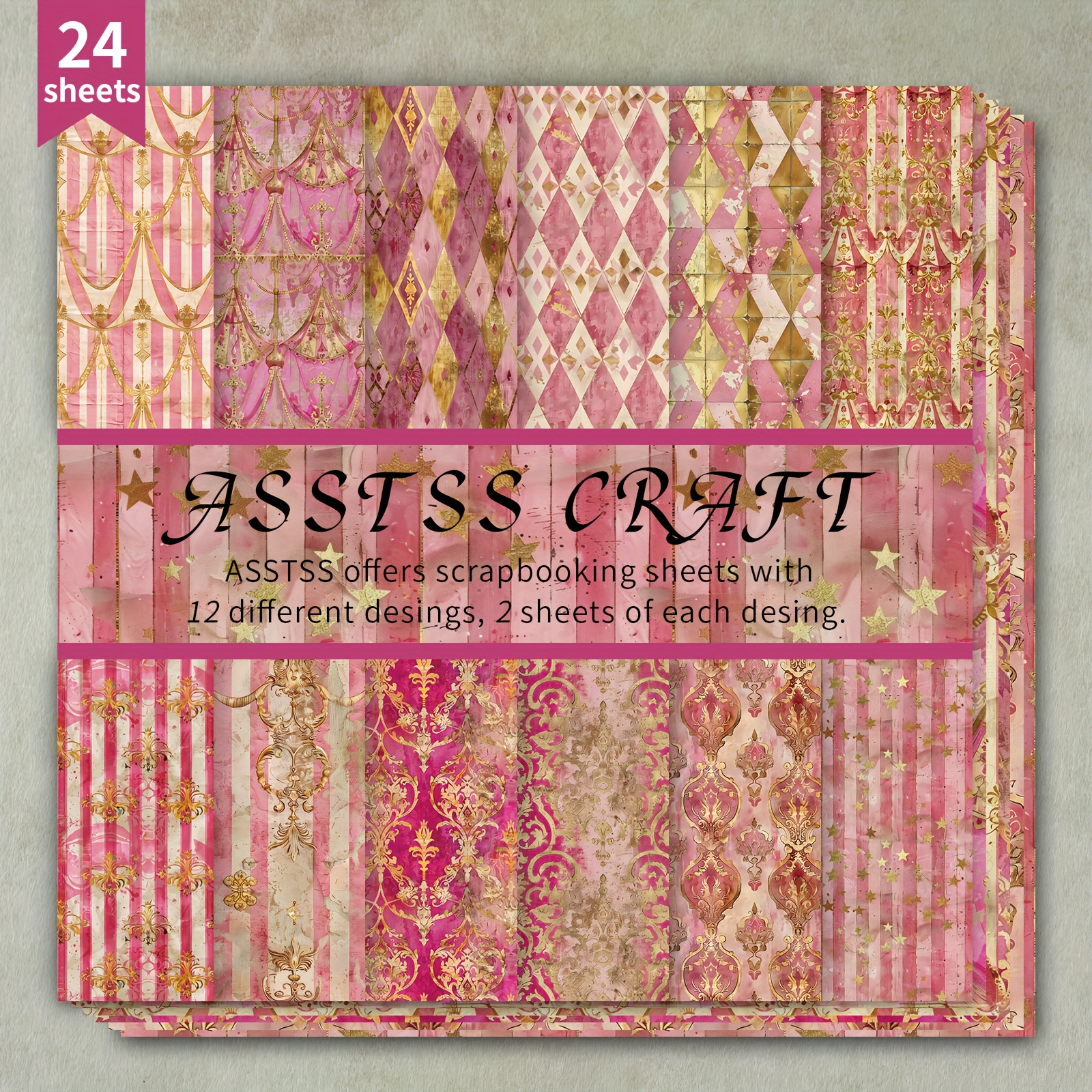 TEMU di Carta per Scrapbooking da 24 Fogli, Carta di Sfondo Vintage Palazzo, Cartoncino Pesante per Journaling, Collage, Biglietti d', & Artigianato,