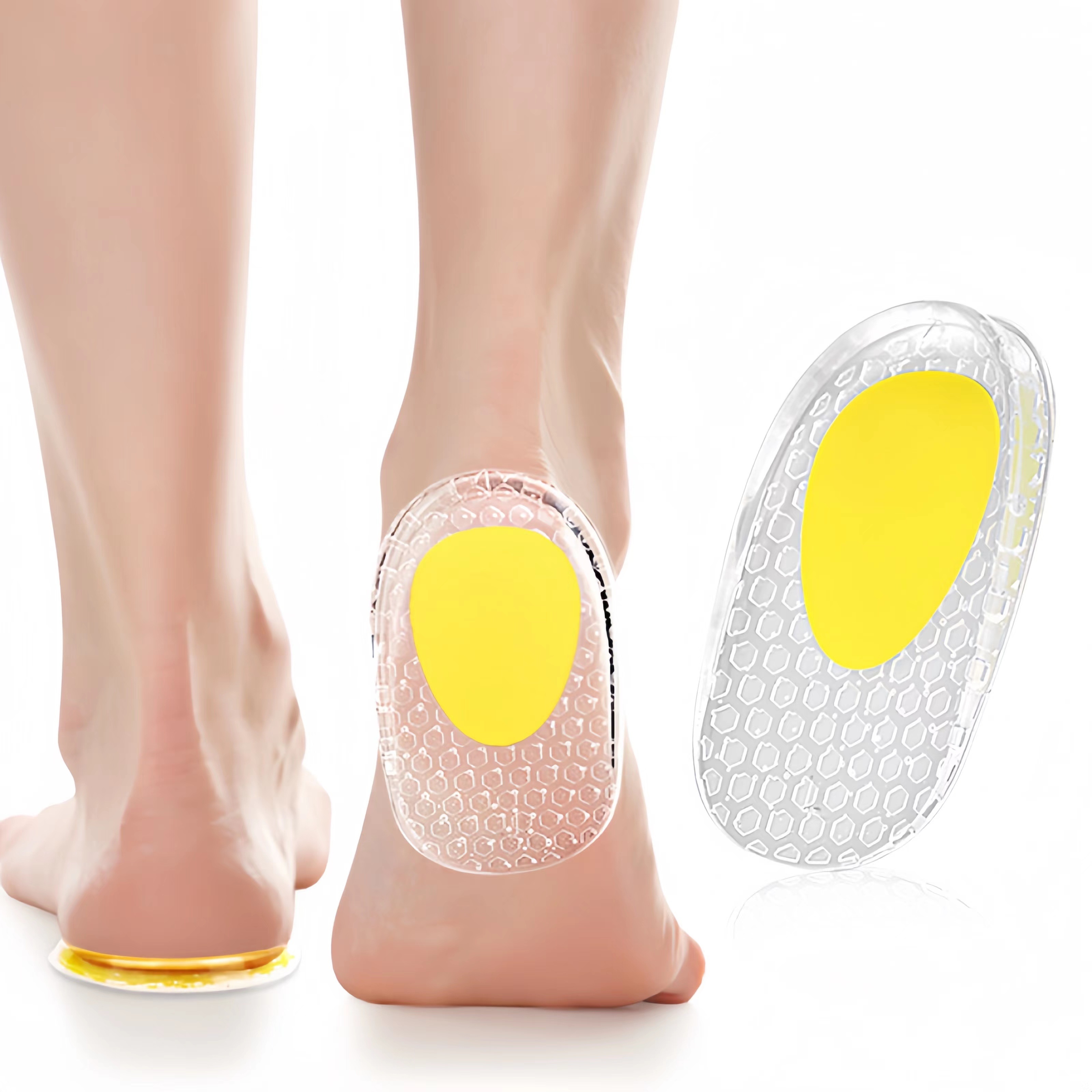 

1pair Soft Silicone Insoles For Heels, Foot Massager, Heel Cup Insoles, Heightening Gel, Heel Pad