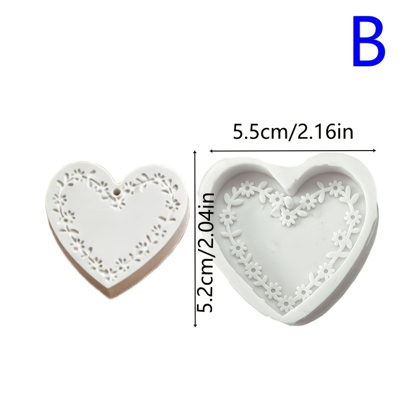 TEMU [clay Silicone Mold]1pc Carved Heart Pendant Ornament Mold 4 Styles Of Printed Heart Pendant Molds, Epoxy Resin Molds, Home Aromatherapy Molds,