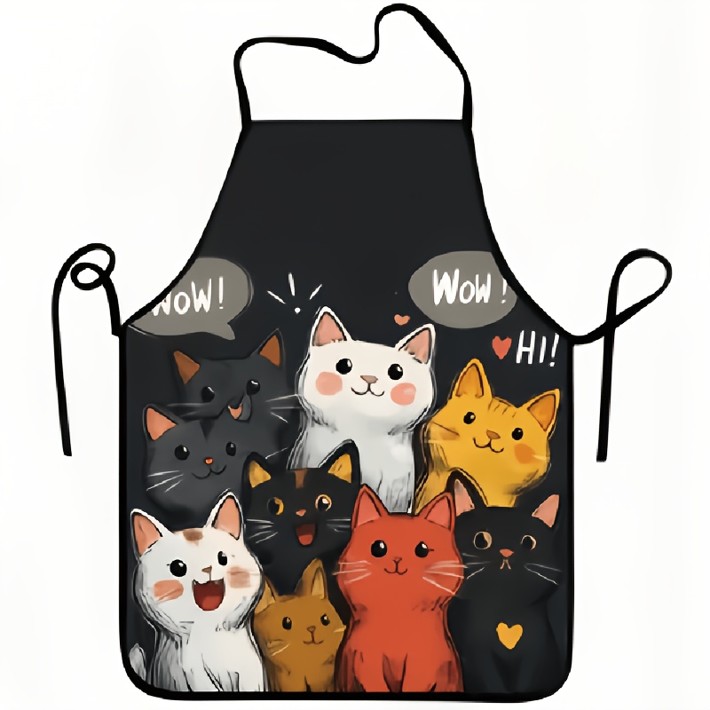 Kitchen Apron 1pc A-apron Printed With Cute Cat Patterns, Suitable For Men And Women To Use In The