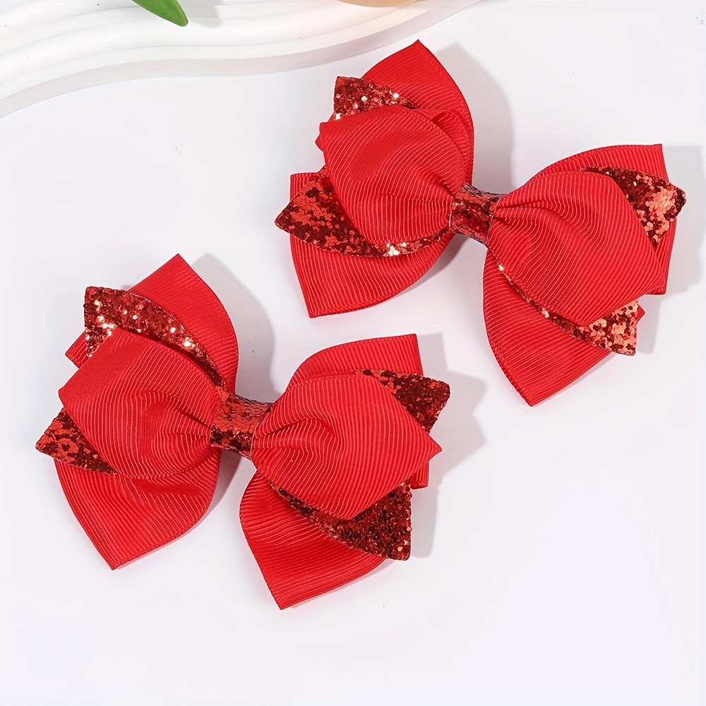 

Bows For Teen And Women - 2pcs Red , Polyester Bowknot Accessories,