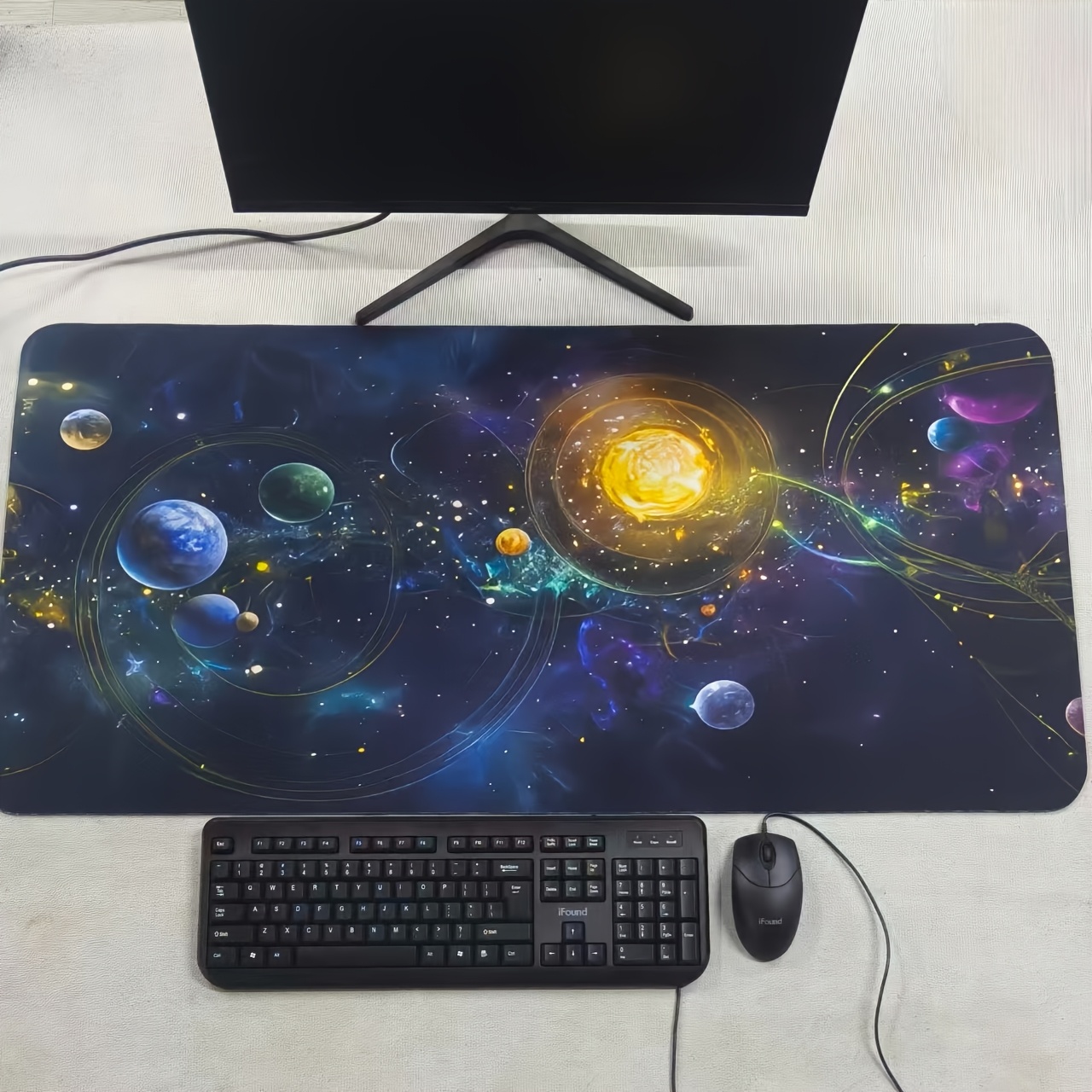 TEMU Suitable For Design Mouse Pad - Vivid Solar System And Universe Pattern, Polyester Fiber, Ideal For Office, Gaming, Or Birthday Gifts,