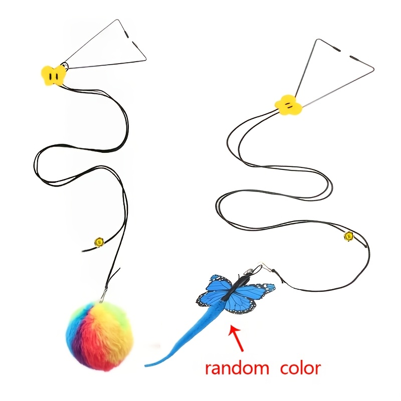 TEMU 2pcs Interactive Cat Toys For Indoor Cats, Door Hangers, Fun Self-play Hanging Toys For Kittens, Random Color, Without Battery