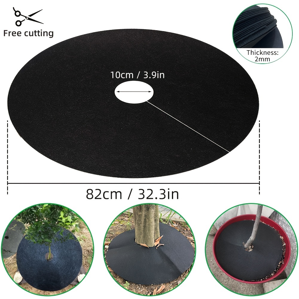 Image of Set Of 6 Non-woven Mulch Rings For Trees: Plant Shield For Prevention And Root - Gardening Landscape Fabric Cover