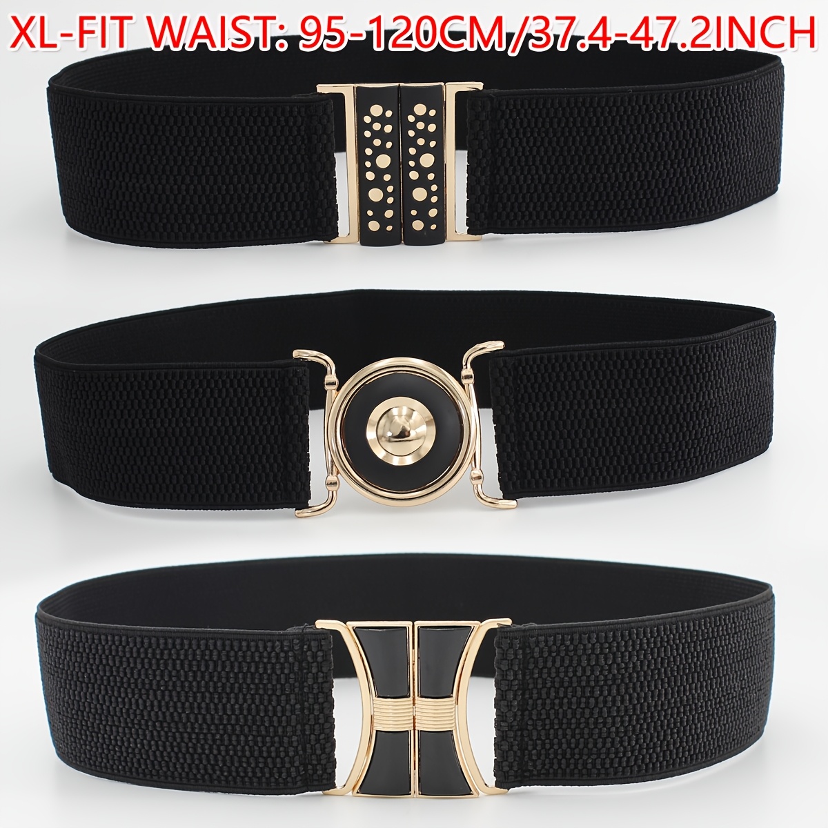 Set Of 3 Women's Black Wide Elastic Waistbands