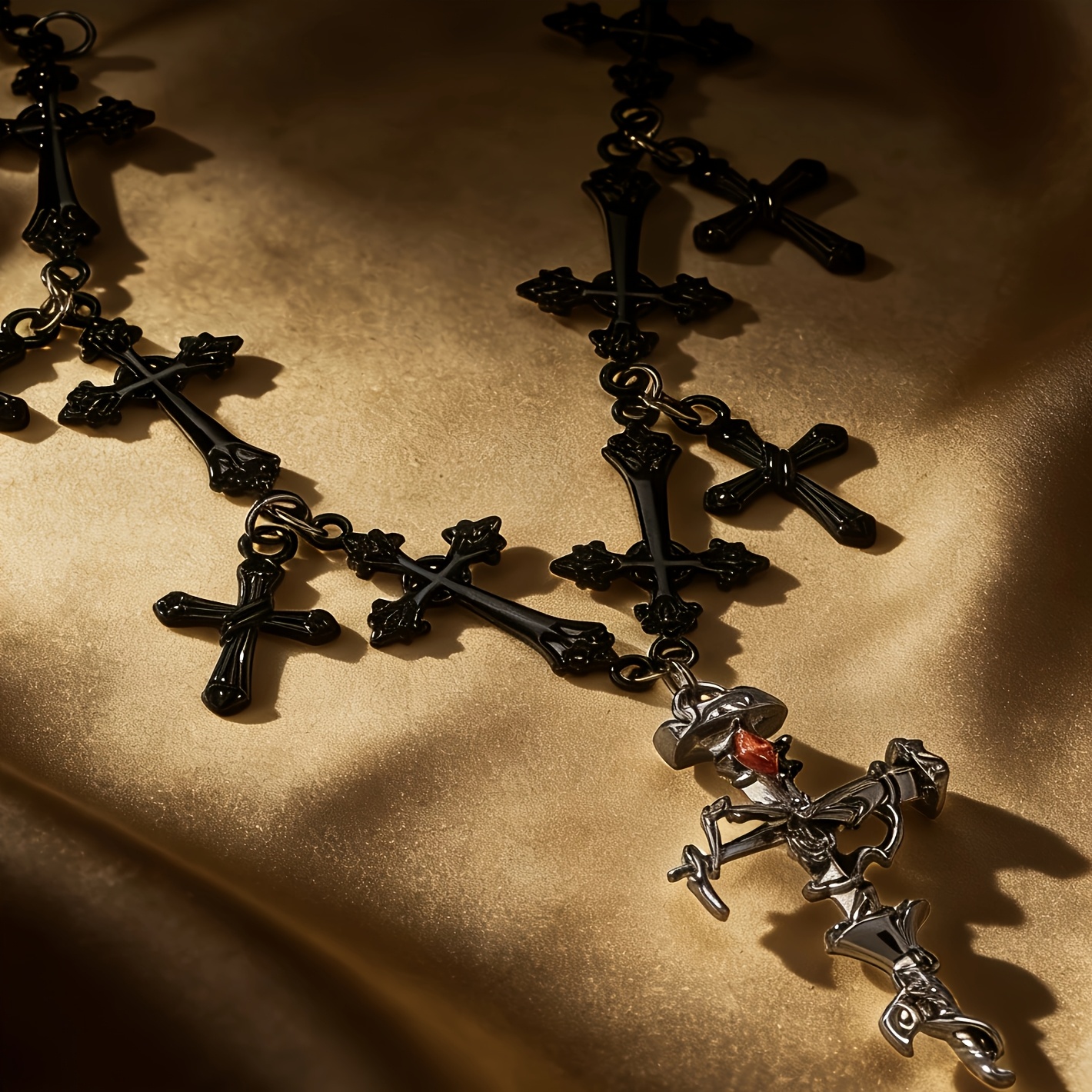 Japanese Korean Niche Cross Necklace with Rose